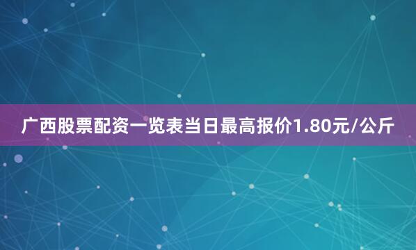 广西股票配资一览表当日最高报价1.80元/公斤
